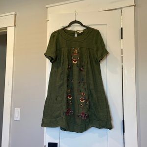 Olive Embroidered Dress